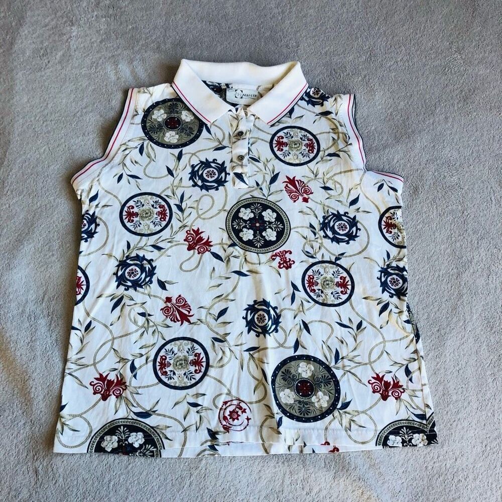 Vintage Marcia Sleeveless Collared Floral Top